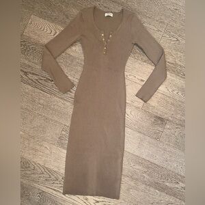 The Workshop Ribbed Brown Body Con Midi Dress Size M